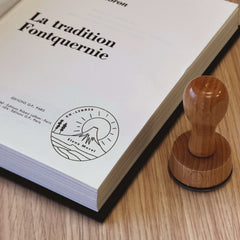 Timbro ex libris montagna innevata
