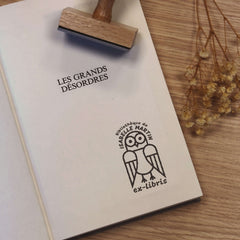Timbro ex libris gufo geometrico