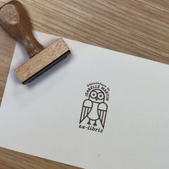 Timbro ex libris gufo geometrico