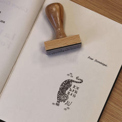 Timbro ex libris felino giapponese