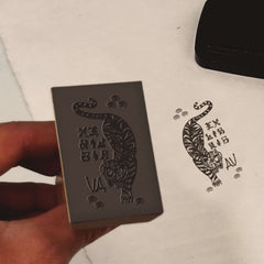 Timbro ex libris felino giapponese