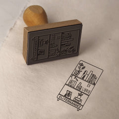 Timbro ex libris scaffale ben fornito