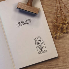 Timbro ex libris fiori sotto vetro