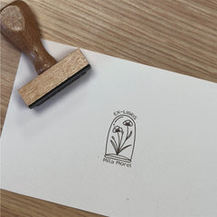 Timbro ex libris fiori sotto vetro