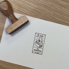 Timbro ex libris coniglio sul libro
