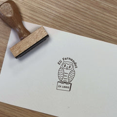 Timbro Ex libris gufo simpatico