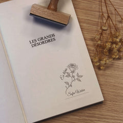 Timbro ex libris disegno di rosa