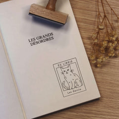 Timbro ex libris gatto incorniciato