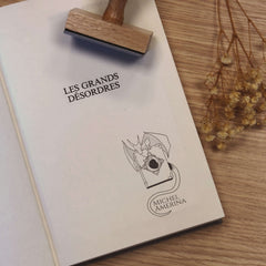 Timbro ex libris drago e grimorio
