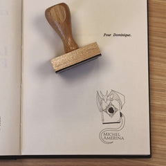 Timbro ex libris drago e grimorio