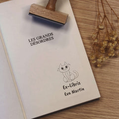 Timbro ex libris gatto morbidoso