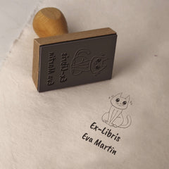 Timbro ex libris gatto morbidoso