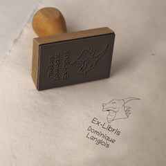 Timbro ex libris drago cornuto