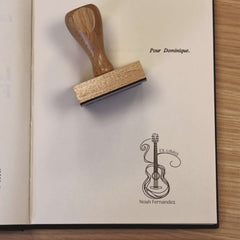 Timbro ex libris chitarra a filo