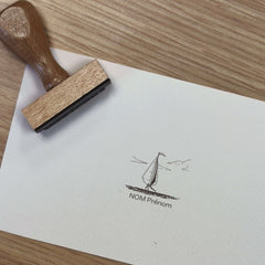 Timbro ex libris piccola barca a vela
