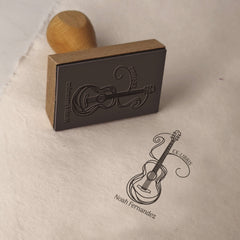 Timbro ex libris chitarra a filo
